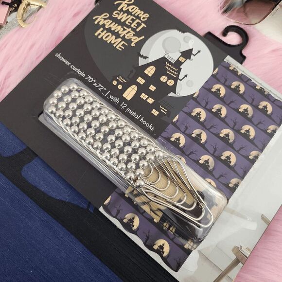 Home Sweet Hounted Home Shower Cutain with 12 Metal Hooks - Picture 3 of 6